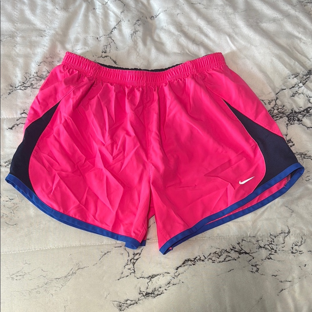 Nike Pink and Black Athletic Shorts Moisture-Wicking Design
